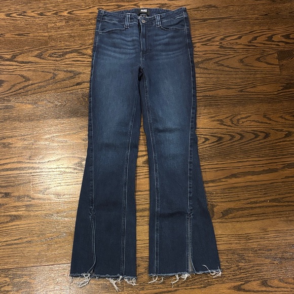 PAIGE Denim - PAIGE Dark Wash Split-Hem High Rise Laurel Canyon Flare Jeans